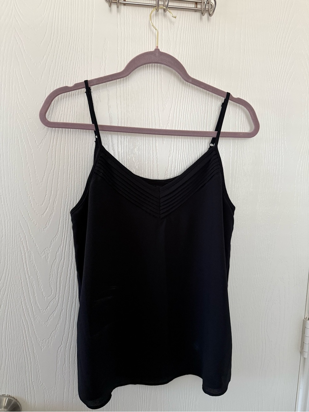 1. State Black V-Neck Pleated-Trim Camisole